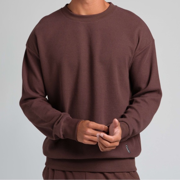 Comfrt Tops - Comfrt Waffle Knit Crewneck Sweatshirt Brown Size M